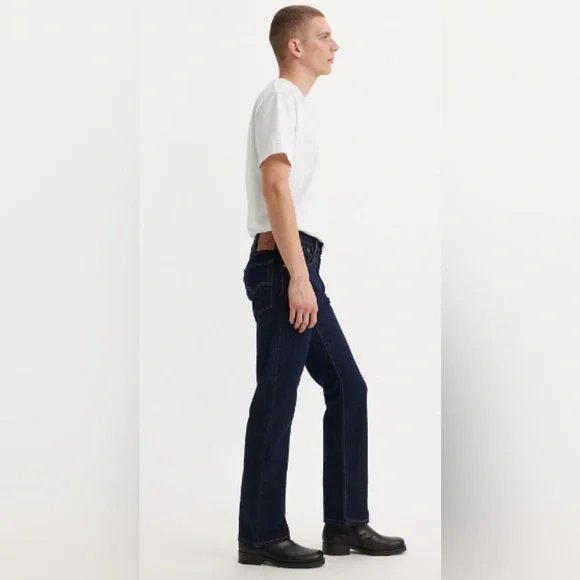 NWT Levi Jeans 517 Boot Cut Long Mens Dark Wash Blue Jeans Slim - Picture 2 of 10